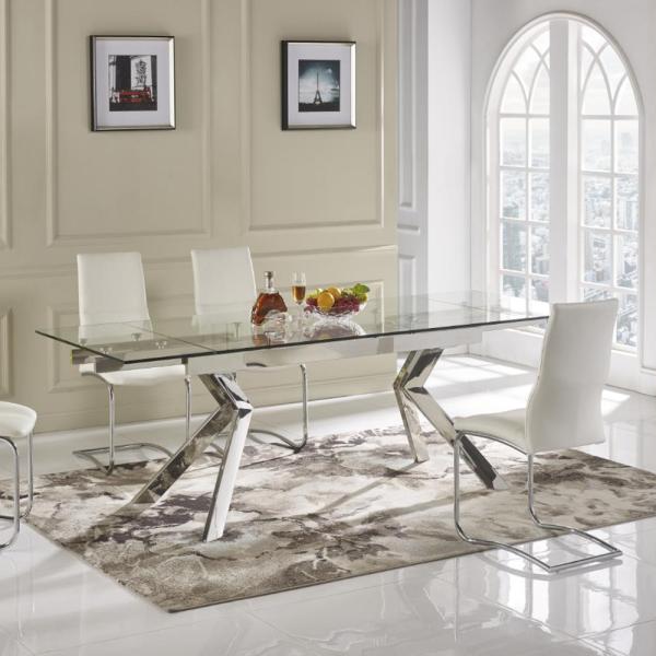 Fashion Rotated Stainless Steel  Living Furniture  Western Style  Tempered Glass Dinning Table Sets