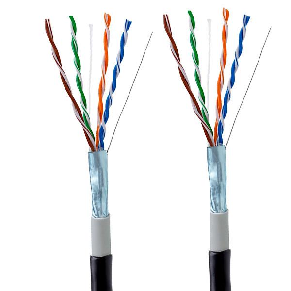 24 AWG 100MHz CAT5E FTP CAT5E Cable Outdoor PE 0.47mm Solid Copper Pass Fluke 1000Ft