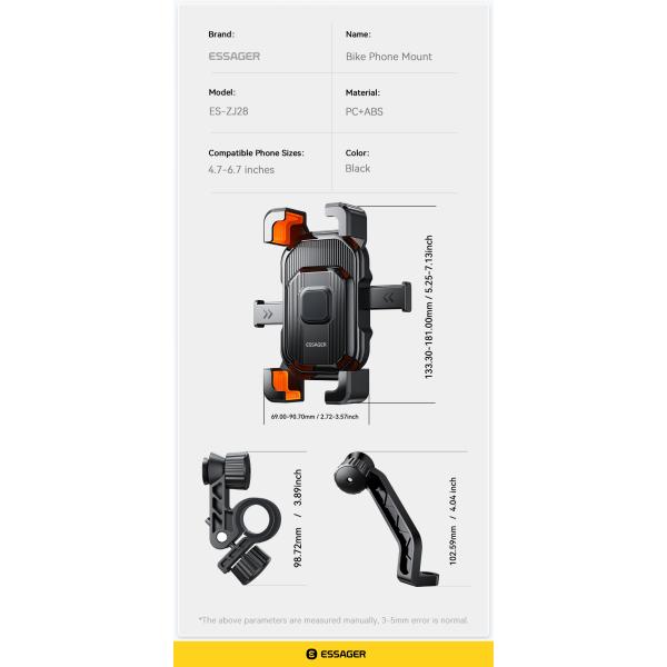 Motor de motocicleta Motor de motocicleta Porta móvil a prueba de golpes con un solo botón de bloqueo