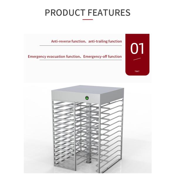 IP54 Full Length Turnstile , RS232 Interface Dual Lane Turnstile Entry Systems
