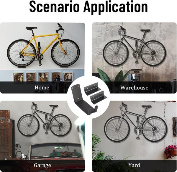 Armazenamento de bicicleta conveniente com almofada de borracha revestida de pó pedais de bicicleta pendriador de parede montado