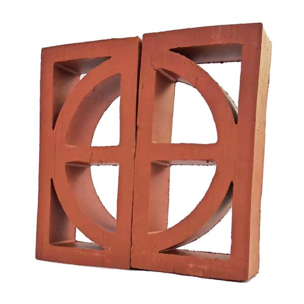 Terracotta rouge creux de brique d'argile rectangulaire blocs décoratifs pour les murs de jardin Isolation thermique 800 degrés Centigrade abordable