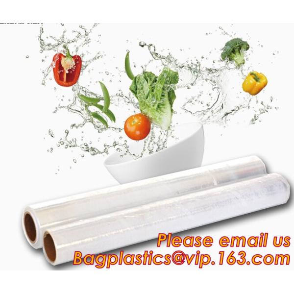 Keep Fresh PE food wrap plastic Cling film wrap jumbo roll, LLDPE power stretch wrap film food wrap stretch film, bageas