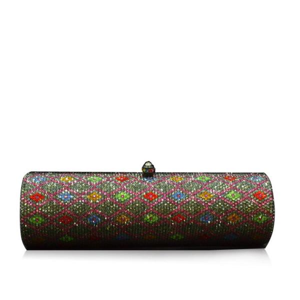 Quilted long crusty diamond evening bag hand handbag chain in Europe and America evening bag