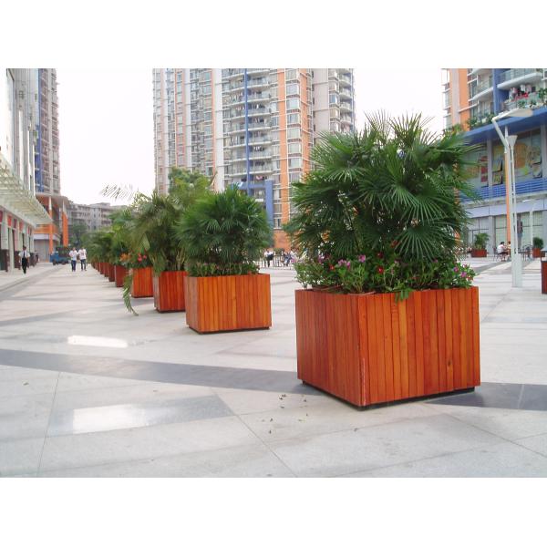 Водонепроницаемые открытые большие плантаторы, стальные и плоские деревянные квадратные цветочные горшки