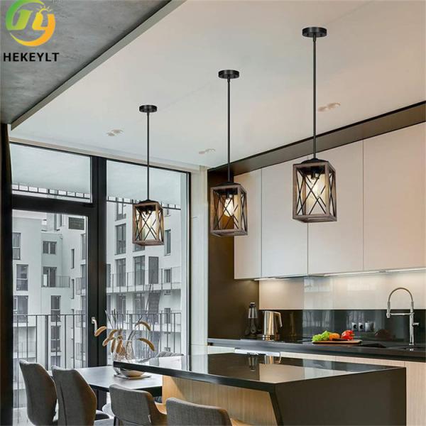 E26 Farmhouse Iron Lantern Pendant Light Rustic Industrial Cage