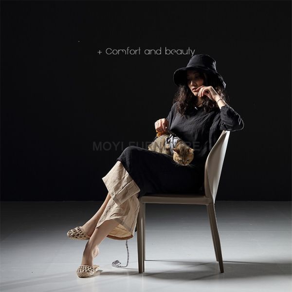 Dining Chair Metal Legs Modern Simple Saddle Leather Carbon Steel Frame Comfortable Style for Home Restaurant Kitchen