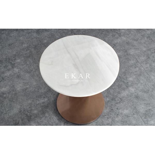 Living Room Round Modern Marble Top Stainless Steel Side Table