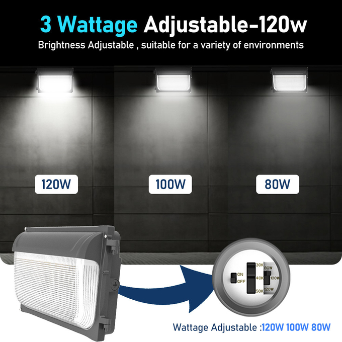OEM Slim LED Wall Pack Light 30W 40W 60W 80W 120W 3CCT регулируемый IP65 водонепроницаемый для погрузочных док