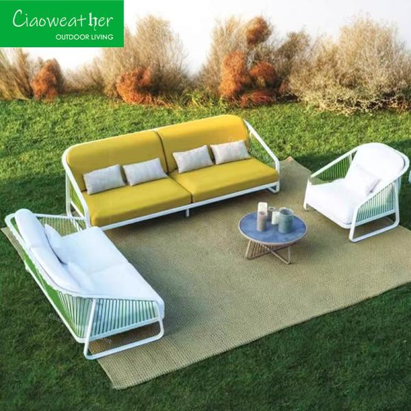 Outdoor Garden Patio Furniture Dining Room Rattan Sectionals Seater Sofas Set Modern Design and Water-Resistant Cushions