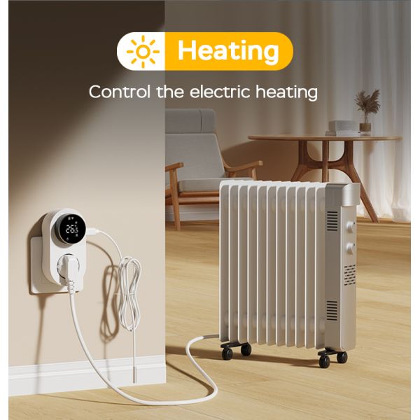 Smart Dual-Mode 16A 100-240V Temperature Controller Alexa/WiFi Connectivity LED Knob Temp Alarm for Power Socket Plug