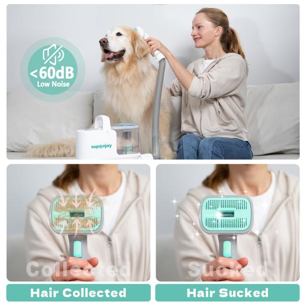 6-in-1 Pet Grooming Vacuum Cleaner for All Pet Hair Types and Lightweight Design