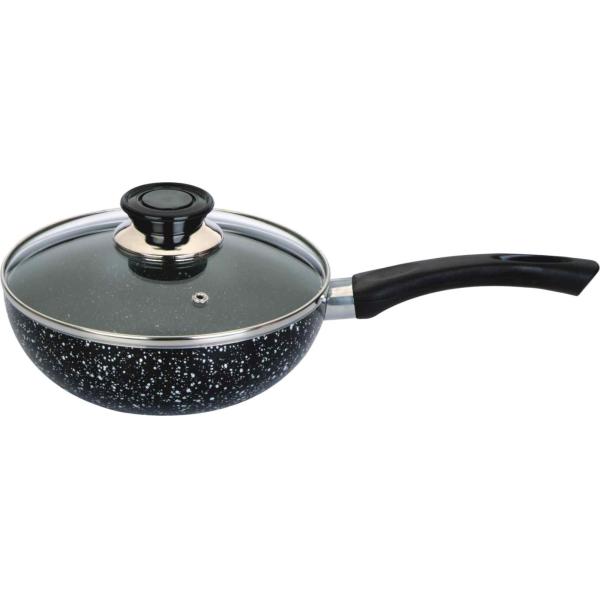 лоток вка индукции мраморного покрытия 30км Нонстик с стеклянной крышкой