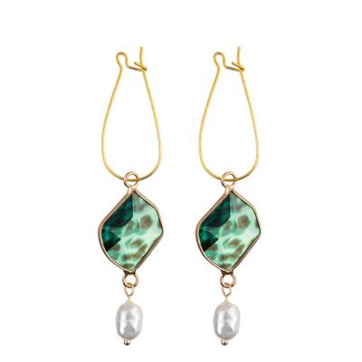 Temperamento coreana dos brincos da gota do pendente de S de Crystal Pearl Women doce ' pessoal