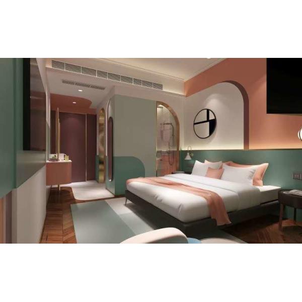 Da mobília de madeira interior da cama de casal do conceito da parte alta mobília feita sob encomenda do hotel