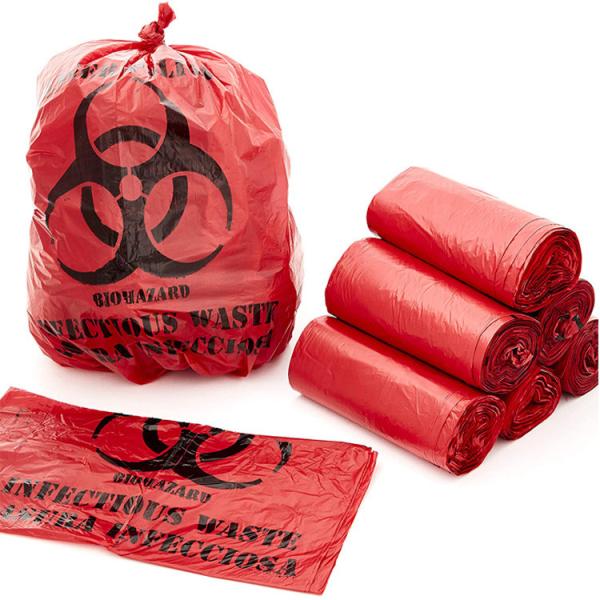 Красный 19*23in Autoclavable мешок для мусора Biohazard Biodegradable