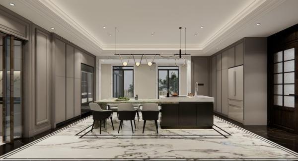 Fadior U-Shaped Luxury Stainless Steel Kitchen With Striking Island