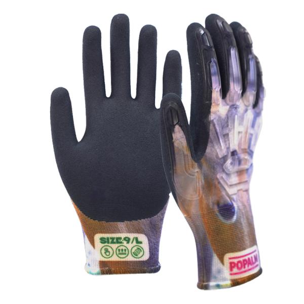 15 Gauge Impact-Guard TPR Gloves Latex Sandy Coated Garden Gloves With Custom Design And Color Option