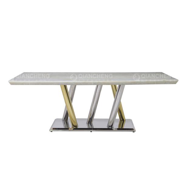 220x110x75cm Luxury Marble Dining Table White Marble Top Dining Room Table