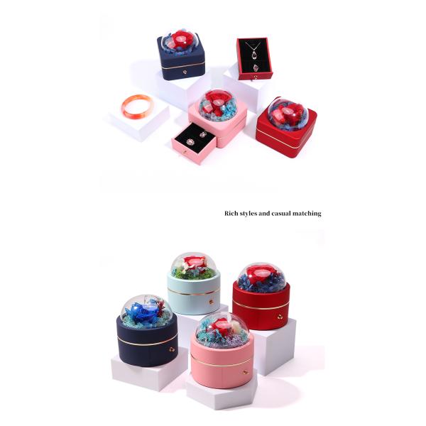 Taille personnalisée Box de bijoux de fleurs rondes de luxe Packaging Ring Drawer Box
