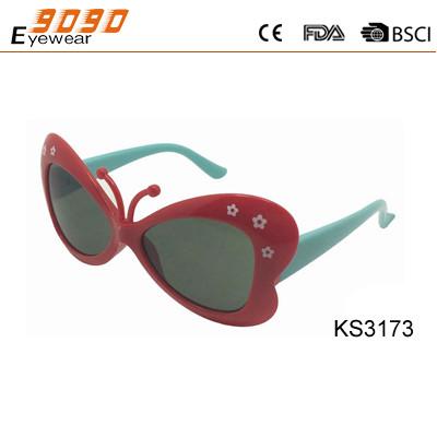 Girl's  plastic  sunglasses, lovely  Butterfly  frame,non-toxic safe