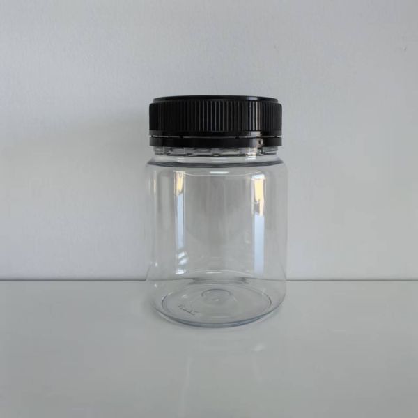 Silk Screen Printing 200ml 250ml Round PET Plastic Bottle with Black Anti Theft Screw Cap Ideal Food Packaging Container