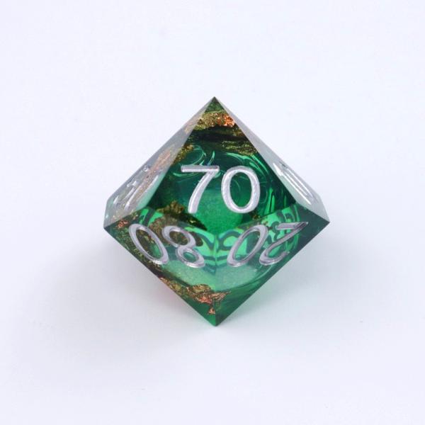 Green foil gold natural resin multi -faceted desktop game Dice Border Gate