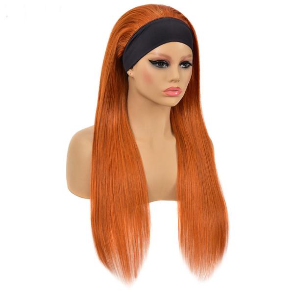 Ginger Color Headband Wigs for Black Women Fast Shipping Bone Straight Human Hair