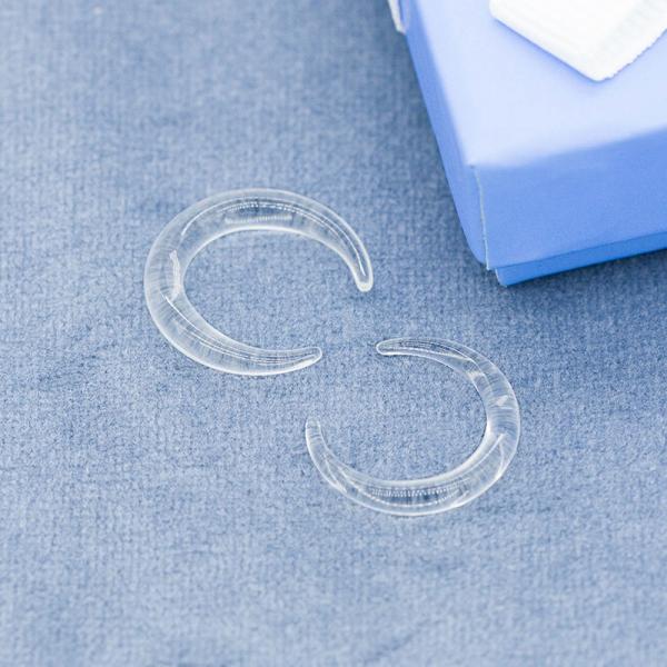 Leather Hoops Gauged Ear Jewelry Clear Acrylic Horn Shape Design