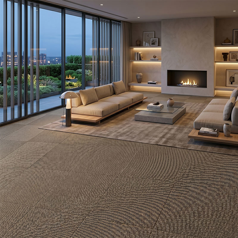 Warm Taupe Select Elements Carpet Tile Textured Weave PP Nylon Carpet Tile