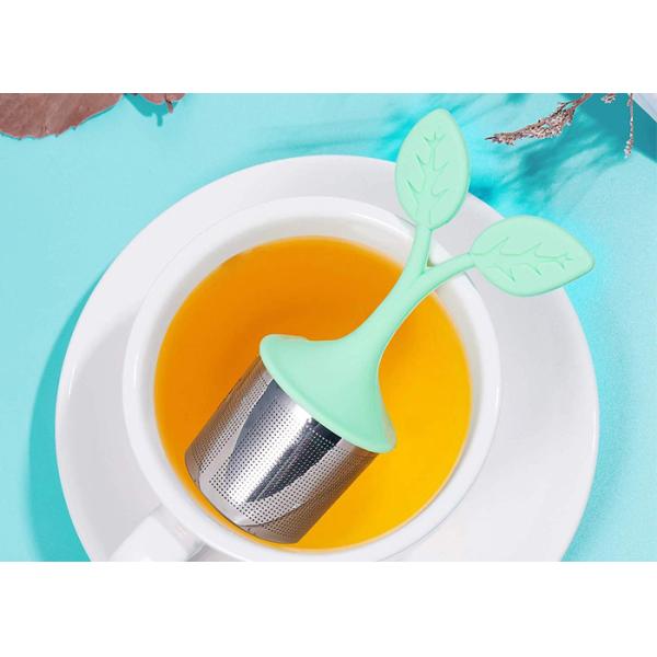 BPA Free Stainless Steel Tea Bag Strainer With Silicone Flower / Leaf / Christmas Tree Shape