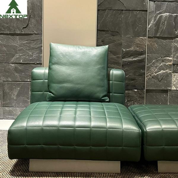 couro verde luxuoso Sofa Set modular do escritório domiciliário da mobília da entrada do hotel de 1800*1000mm