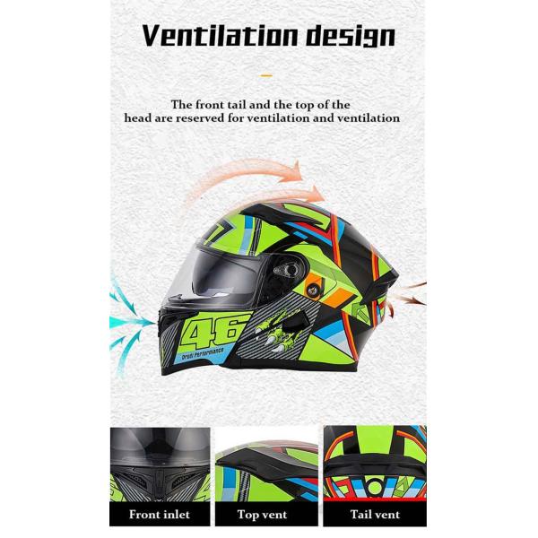 DOT Certified Custom Double Lenses Modular Flip Up Motorcycle Helmet for M-L-XL-XXL