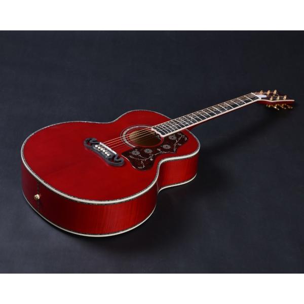 Customized acoustic guitar, 43 inch Jumbo guitar, Quilt Vine Viper red, Guitarra acustica