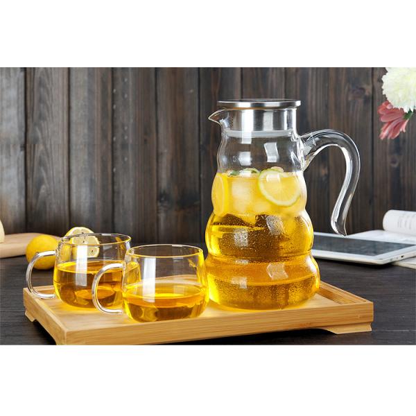 Heat Resistant Glass Water Pitcher Juice Beverage Carafe With Lid Clear Color