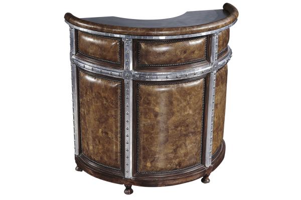 Solid Wood Frame Backless Counter Height Bar Stools Vintage Brown Leather Brass Nails