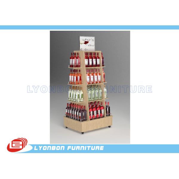 Four sides movable wine display Maple HPL laminated MDF in good quality