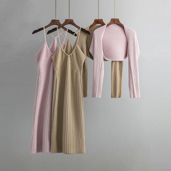 Autumn Outdoor Activity 2024 New camisole knit camisole cardigan dress women's sweater two-piece set