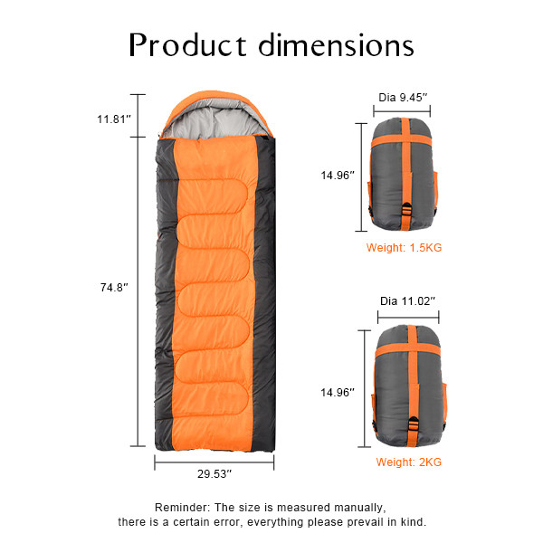 1 Человек Кампинг спальные мешки Оранжевый прямоугольный рюкзак спальный мешок