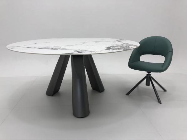Modern Luxury Metal Round Dining Table Italian Ceramic Marble Dining Table With Chairs