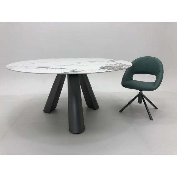Modern Luxury Metal Round Dining Table Italian Ceramic Marble Dining Table With Chairs