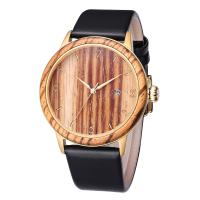 Bracelet en cuir véritable de conception classique en bois de montre-bracelet de dames de RoHS