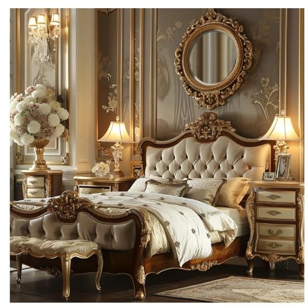 Modern Double Bed Master Bedroom Luxury French Light Luxury Princess Bed Solid Wood Wedding Bed