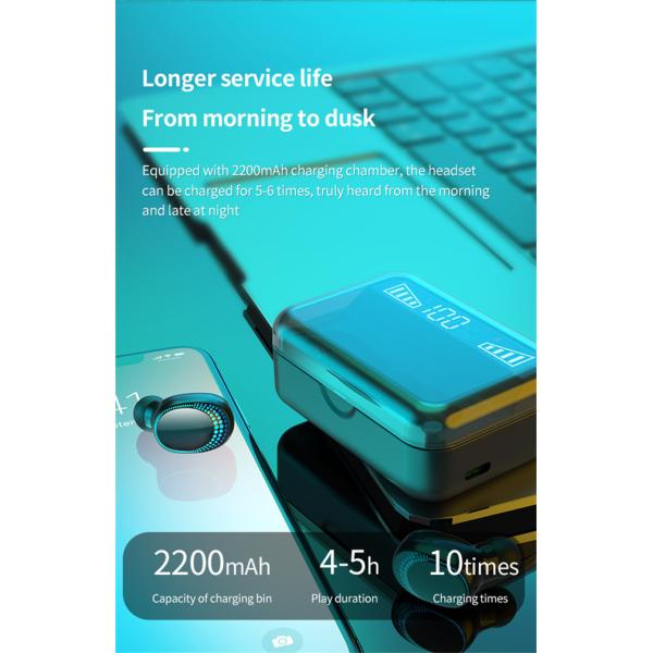 Flip In Ear Bluetooth Earphone Power Bank 20Hz 3.7V Black White color