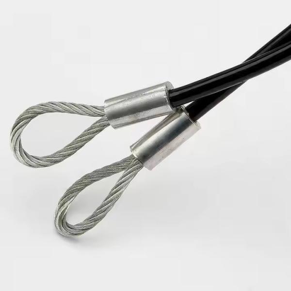 Vente directe d'usine, élingue en câble d'acier galvanisé et revêtu de PVC à haute résistance, assemblage de câbles d'acier avec boucles