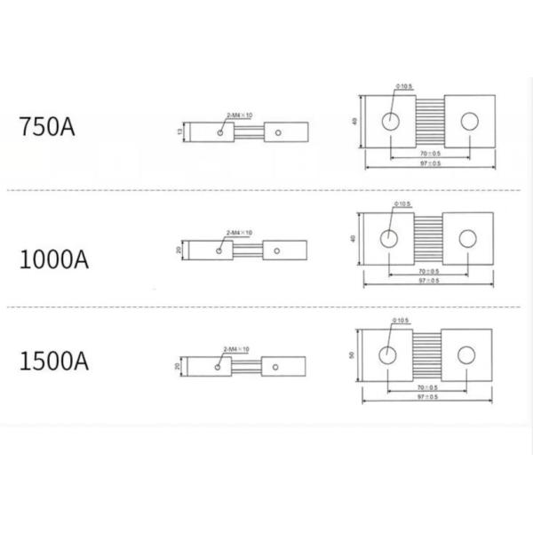 FL-19 75MV 100A 150A 200A 300A 400A 500A 600A 750A 1000A 1500A derivación de placa plana derivación CC para máquina de soldadura