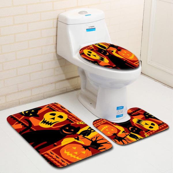 Absorvente da água grupo de Mat Halloween Toilet Lid Cover do banho de 3 partes
