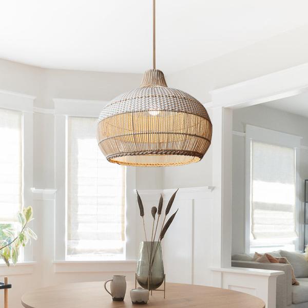 Bamboo Rattan Pendant Light , Wicker Ceiling Lamp For Indoor Home Decor