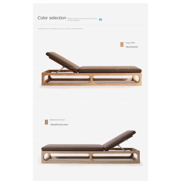 Customized Luxury Pool Teak Wood Lounge Chair With 5 Gears Backrest Adjustment Lesiure Bed