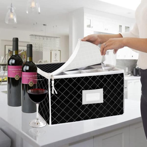 Premium Stemware Storage Case with Divider for Wine Glasses, Champagne , Glassware Container, Organization Box